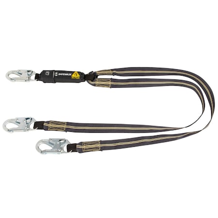 Safewaze Arc Flash 6ft Energy Absorbing Lanyard: Aramid, Dual Leg, Snap Hooks 020-2044